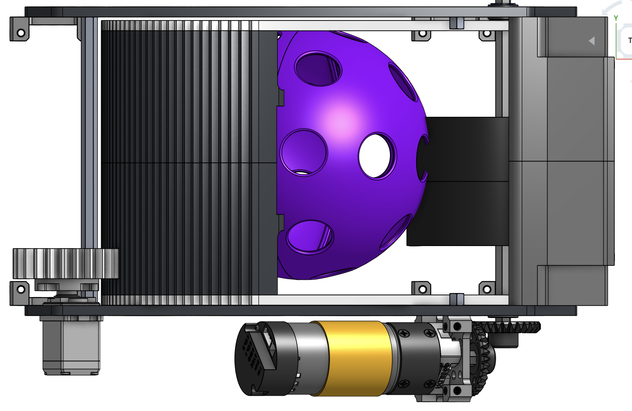 Top Onshape view of the custom turret assembly